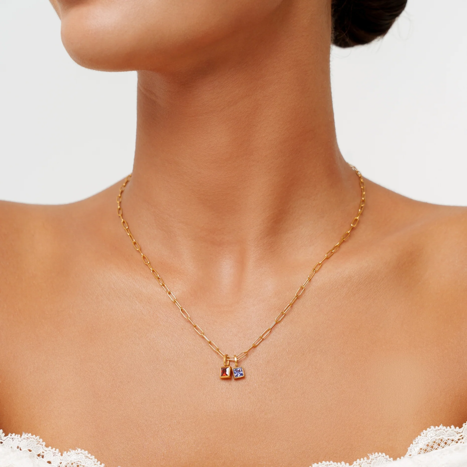 Paperclip Birthstone Necklace - Image 4