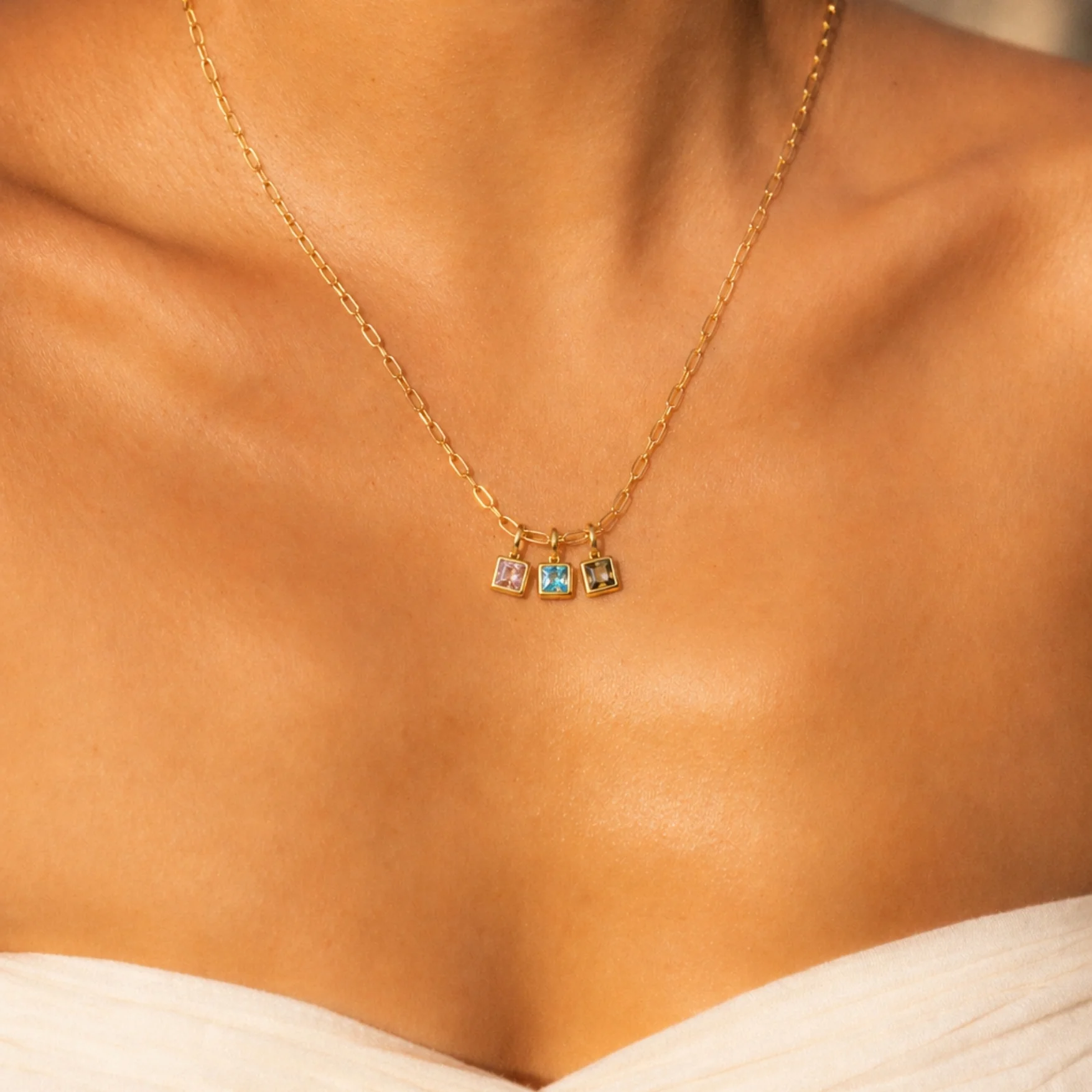 Paperclip Birthstone Necklace - Image 5